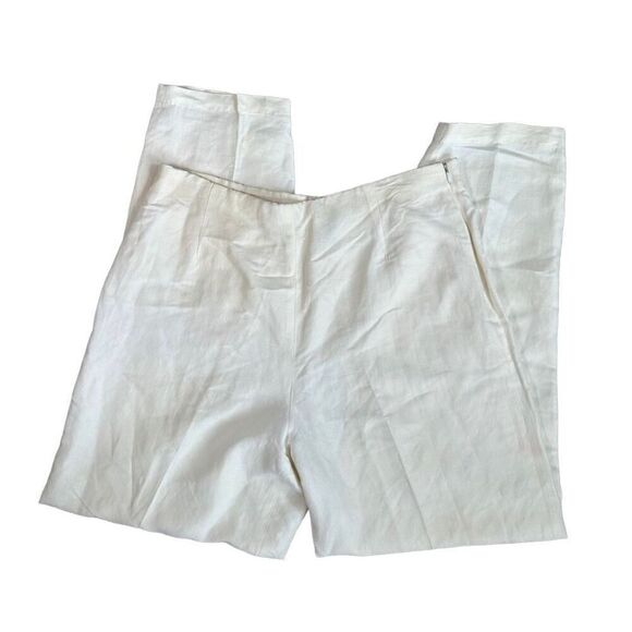 Lafayette New York 148 Linen Trouser Pant Pleated Taper Leg Women’s 16 Cream - Picture 1 of 15